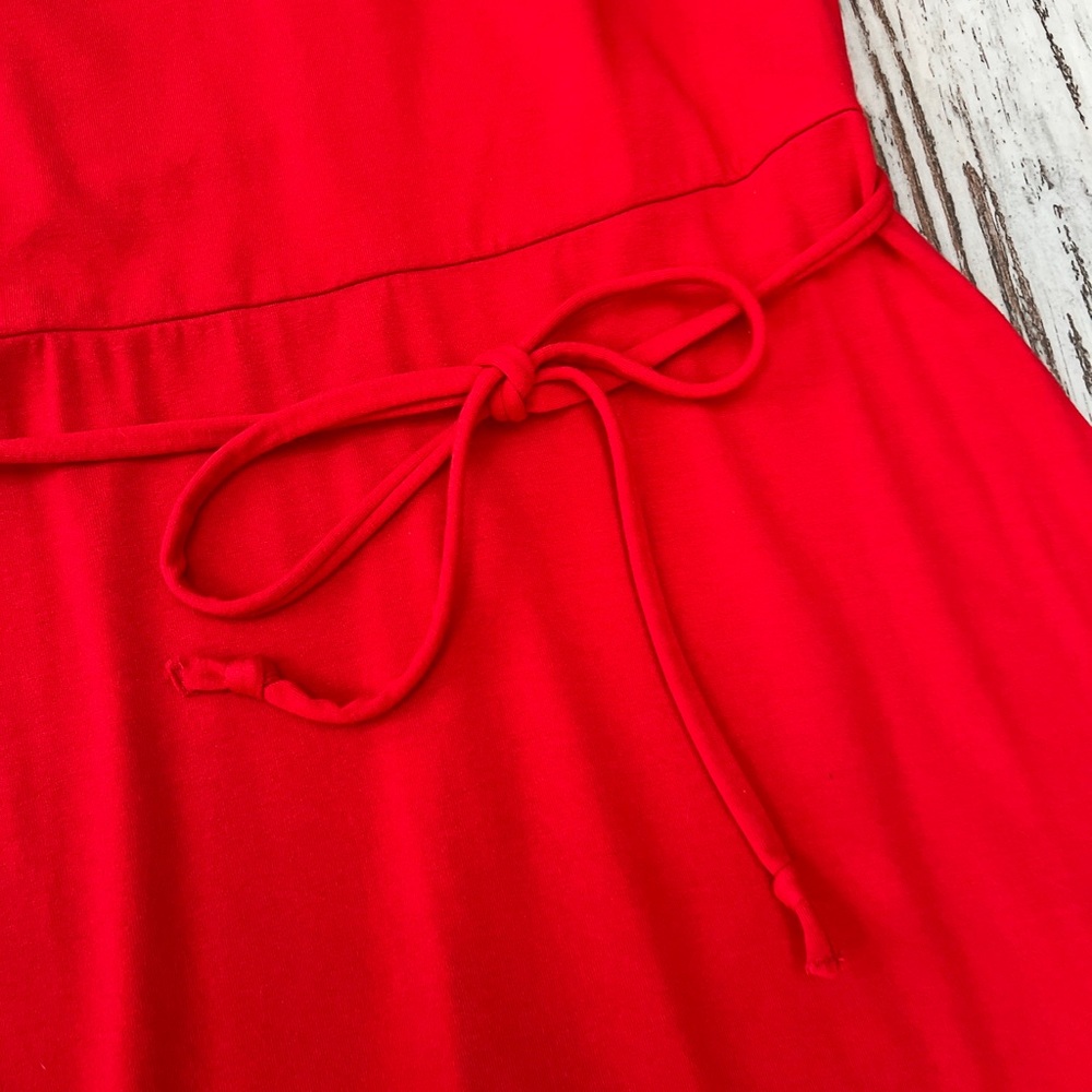Ann Taylor Red Cap Sleeve Tie-Waist Sheath Dress Petite 2P - Picture 10 of 12